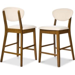 imageBest Choice Products Bar Stool Set of 2 MidCentury Modern Upholstered Wood Armless Counter Height wSeat Cushion Backrest  WalnutGrayWalnutCream