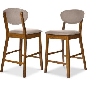 imageBest Choice Products Bar Stool Set of 2 MidCentury Modern Upholstered Wood Armless Counter Height wSeat Cushion Backrest  WalnutGrayWalnutGray