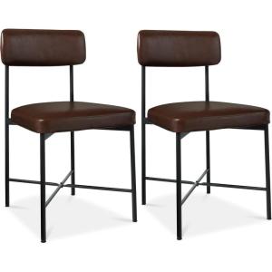 imageBest Choice Products Faux Leather Dining Chair Set of 2 Standard Height Metal Frame Padded Cushions for Kitchen and Dining  Camel BrownMocha Brown