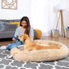 imageBest Choice Products 45in Dog Bed SelfWarming Plush Shag Fur Donut Calming Pet Bed Cuddler wWaterResistant Lining Raised Rim  BrownBrown