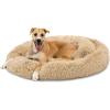 imageBest Choice Products 45in Dog Bed SelfWarming Plush Shag Fur Donut Calming Pet Bed Cuddler wWaterResistant Lining Raised Rim  BrownBrown