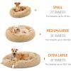 imageBest Choice Products 45in Dog Bed SelfWarming Plush Shag Fur Donut Calming Pet Bed Cuddler wWaterResistant Lining Raised Rim  BrownBrown