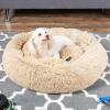 imageBest Choice Products 45in Dog Bed SelfWarming Plush Shag Fur Donut Calming Pet Bed Cuddler wWaterResistant Lining Raised Rim  BrownBrown