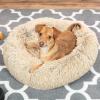 imageBest Choice Products 45in Dog Bed SelfWarming Plush Shag Fur Donut Calming Pet Bed Cuddler wWaterResistant Lining Raised Rim  BrownBrown
