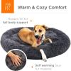 imageBest Choice Products 45in Dog Bed SelfWarming Plush Shag Fur Donut Calming Pet Bed Cuddler wWaterResistant Lining Raised Rim  BrownGray