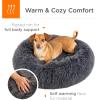 imageBest Choice Products 45in Dog Bed SelfWarming Plush Shag Fur Donut Calming Pet Bed Cuddler wWaterResistant Lining Raised Rim  BrownGray