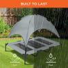 imageBest Choice Products 48in Elevated Cooling Dog Bed Outdoor Raised Mesh Pet Cot wRemovable Canopy Shade Tent Carrying Bag Breathable Fabric  GrayGray