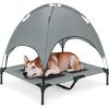 imageBest Choice Products 48in Elevated Cooling Dog Bed Outdoor Raised Mesh Pet Cot wRemovable Canopy Shade Tent Carrying Bag Breathable Fabric  GrayGray