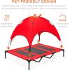imageBest Choice Products 48in Elevated Cooling Dog Bed Outdoor Raised Mesh Pet Cot wRemovable Canopy Shade Tent Carrying Bag Breathable Fabric  GrayRed
