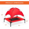imageBest Choice Products 48in Elevated Cooling Dog Bed Outdoor Raised Mesh Pet Cot wRemovable Canopy Shade Tent Carrying Bag Breathable Fabric  GrayRed