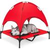 imageBest Choice Products 48in Elevated Cooling Dog Bed Outdoor Raised Mesh Pet Cot wRemovable Canopy Shade Tent Carrying Bag Breathable Fabric  GrayRed