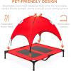 imageBest Choice Products 48in Elevated Cooling Dog Bed Outdoor Raised Mesh Pet Cot wRemovable Canopy Shade Tent Carrying Bag Breathable Fabric  GrayRed
