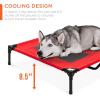 imageBest Choice Products 48in Elevated Cooling Dog Bed Outdoor Raised Mesh Pet Cot wRemovable Canopy Shade Tent Carrying Bag Breathable Fabric  GrayRed