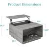 imageBest Choice Products Square Lift Top Coffee Table Wooden Rustic Modern Multifunctional Accent Table for Living Room wHidden Storage Cubby NonScratch Pads  GrayGrey