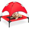 imageBest Choice Products 48in Elevated Cooling Dog Bed Outdoor Raised Mesh Pet Cot wRemovable Canopy Shade Tent Carrying Bag Breathable Fabric  GrayRed