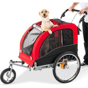 imageBest Choice Products 2in1 Dog Bike Trailer Pet Stroller Bicycle Carrier wHitch Suspension Visibility Flag and Reflectors 66lb Weight Capacity