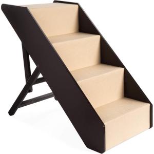 imageBest Choice Products 4Step Foldable Adjustable NonSlip Wide Wooden Pet Stairs for Living Room Bedroom Dog ampamp Cat Sizes Small Medium Large wCarpet No Assembly Ideal for Injured Elderly Pets4Step