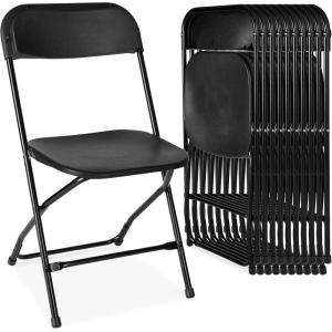 imageBest Choice Products Set of 4 Plastic Folding Chairs Portable Stacking Indoor Outdoor Seating for Home Yard Garden Parties Events wNonSlip Feet 350lb Weight Capacity  WhiteBlack