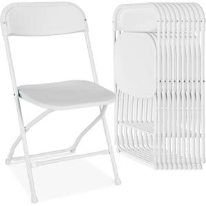 imageBest Choice Products Set of 4 Plastic Folding Chairs Portable Stacking Indoor Outdoor Seating for Home Yard Garden Parties Events wNonSlip Feet 350lb Weight Capacity  WhiteWhite