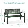 imageBest Choice Products Outdoor Bench 2Person Metal Steel Benches Furniture for Garden Patio Porch Entryway wGeometric Backrest 790lb Capacity  BlackDark Green