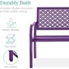 imageBest Choice Products Outdoor Bench 2Person Metal Steel Benches Furniture for Garden Patio Porch Entryway wGeometric Backrest 790lb Capacity  BlackDark Purple