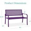 imageBest Choice Products Outdoor Bench 2Person Metal Steel Benches Furniture for Garden Patio Porch Entryway wGeometric Backrest 790lb Capacity  BlackDark Purple