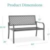 imageBest Choice Products Outdoor Bench 2Person Metal Steel Benches Furniture for Garden Patio Porch Entryway wGeometric Backrest 790lb Capacity  BlackGrey