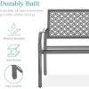 imageBest Choice Products Outdoor Bench 2Person Metal Steel Benches Furniture for Garden Patio Porch Entryway wGeometric Backrest 790lb Capacity  BlackGrey