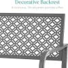 imageBest Choice Products Outdoor Bench 2Person Metal Steel Benches Furniture for Garden Patio Porch Entryway wGeometric Backrest 790lb Capacity  BlackGrey