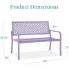 imageBest Choice Products Outdoor Bench 2Person Metal Steel Benches Furniture for Garden Patio Porch Entryway wGeometric Backrest 790lb Capacity  BlackLavender