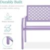 imageBest Choice Products Outdoor Bench 2Person Metal Steel Benches Furniture for Garden Patio Porch Entryway wGeometric Backrest 790lb Capacity  BlackLavender