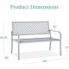 imageBest Choice Products Outdoor Bench 2Person Metal Steel Benches Furniture for Garden Patio Porch Entryway wGeometric Backrest 790lb Capacity  BlackLight Gray