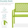 imageBest Choice Products Outdoor Bench 2Person Metal Steel Benches Furniture for Garden Patio Porch Entryway wGeometric Backrest 790lb Capacity  BlackLime Green