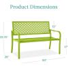 imageBest Choice Products Outdoor Bench 2Person Metal Steel Benches Furniture for Garden Patio Porch Entryway wGeometric Backrest 790lb Capacity  BlackLime Green