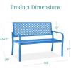 imageBest Choice Products Outdoor Bench 2Person Metal Steel Benches Furniture for Garden Patio Porch Entryway wGeometric Backrest 790lb Capacity  BlackOcean Blue