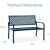 imageBest Choice Products Outdoor Bench 2Person Metal Steel Benches Furniture for Garden Patio Porch Entryway wGeometric Backrest 790lb Capacity  BlackPeacock Blue