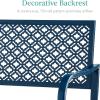 imageBest Choice Products Outdoor Bench 2Person Metal Steel Benches Furniture for Garden Patio Porch Entryway wGeometric Backrest 790lb Capacity  BlackPeacock Blue