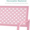 imageBest Choice Products Outdoor Bench 2Person Metal Steel Benches Furniture for Garden Patio Porch Entryway wGeometric Backrest 790lb Capacity  BlackPink