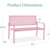 imageBest Choice Products Outdoor Bench 2Person Metal Steel Benches Furniture for Garden Patio Porch Entryway wGeometric Backrest 790lb Capacity  BlackPink