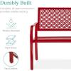 imageBest Choice Products Outdoor Bench 2Person Metal Steel Benches Furniture for Garden Patio Porch Entryway wGeometric Backrest 790lb Capacity  BlackRose Red