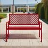 imageBest Choice Products Outdoor Bench 2Person Metal Steel Benches Furniture for Garden Patio Porch Entryway wGeometric Backrest 790lb Capacity  BlackRose Red