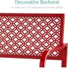 imageBest Choice Products Outdoor Bench 2Person Metal Steel Benches Furniture for Garden Patio Porch Entryway wGeometric Backrest 790lb Capacity  BlackRose Red