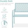 imageBest Choice Products Outdoor Bench 2Person Metal Steel Benches Furniture for Garden Patio Porch Entryway wGeometric Backrest 790lb Capacity  BlackSky Blue