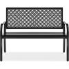 imageBest Choice Products Outdoor Bench 2Person Metal Steel Benches Furniture for Garden Patio Porch Entryway wGeometric Backrest 790lb Capacity  BlackBlack