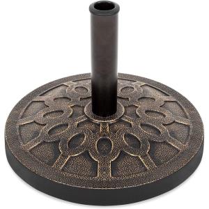 imageBest Choice Products 29lb Outdoor Patio Umbrella Stand HeavyDuty Steel Round Umbrella Base wRustic Finish 18in Diameter  Bronze