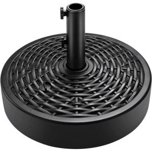 imageBest Choice Products Fillable Umbrella Base Stand Round Sunburst Plastic Patio Umbrella Base Stand Pole Holder for Outdoor Lawn w 55lbs Weight Capacity Adjustment KnobBlack  Faux Wicker