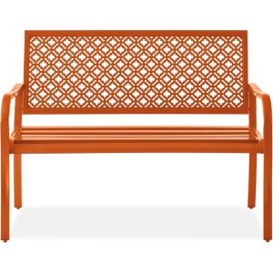 imageBest Choice Products Outdoor Bench 2Person Metal Steel Benches Furniture for Garden Patio Porch Entryway wGeometric Backrest 790lb Capacity  BlackCarrot