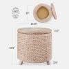 imageBest Choice Products 17quot Round Storage Ottoman WLid Handwoven Water Hyacinth Footstool Footrest wWooden Legs Accent Side Table Storage Container Plant Stand  ChestnutTransparent White