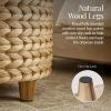 imageBest Choice Products 17quot Round Storage Ottoman WLid Handwoven Water Hyacinth Footstool Footrest wWooden Legs Accent Side Table Storage Container Plant Stand  ChestnutNatural