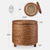 imageBest Choice Products 17quot Round Storage Ottoman WLid Handwoven Water Hyacinth Footstool Footrest wWooden Legs Accent Side Table Storage Container Plant Stand  ChestnutChestnut